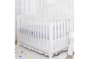MCDALEGE 3Pcs Breathable Crib Rail Covers for Teething, 3-pcs Soft Anti-Collision Strip Corner Cover, Crib Teething Rail Cover (White)