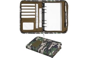 Kosibate Padfolio Ring Binder with 45 Sheets 90 Pages of Loose-Leaf Paper, Weatherproof Notebook Cover, Tactical Notebook with Zippered for Folders, Business Cards Refillable 6-Ring Notepad(5.5"x8.5")