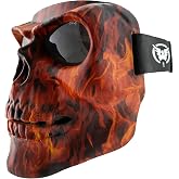 Global Vision Skull Mask Motorcycle Full Face Coverage Riding Goggles Matte Flame w/Smoke Lenses