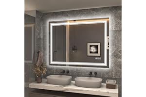 GOLOMO 48x36 Led Lighed Bathroom Mirror for Wall, Large Dimmable Vanity Mirror with Lights, Anti-Fog, Shatterproof, Memory， ETL Listed (Backlit and Front Lighted)