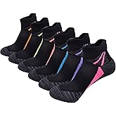 J.WMEET Womens Ankle Socks Athletic Cushioned Breathable Performance Sport Tab Cotton Quarter Women's Running Socks 6 Pack