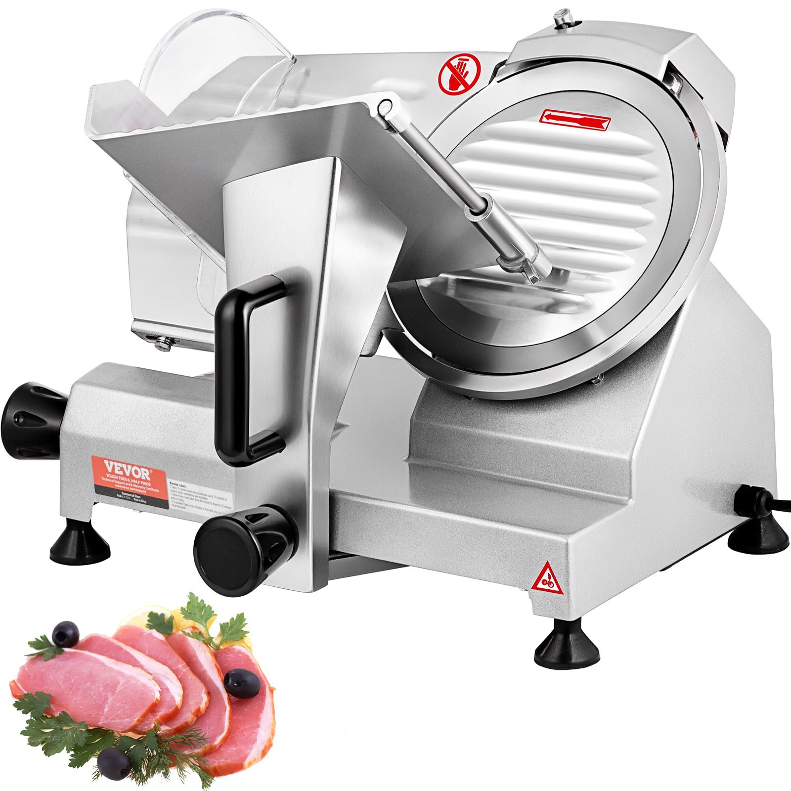 Photo 1 of VEVOR Commercial Meat Slicer, 200W Electric Deli Food Slicer, 0-12mm Adjustable Thickness Electric Meat Slicer, 350-400RPM Slicer with 8.7'' Chromium-plated Steel Blade for Home & Commercial Use