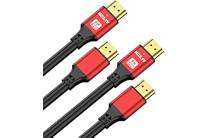 jojobnj HDMI Cable 3FT 2-Pack 48Gbps 8K@60Hz 4K@120Hz, HDCP 2.2 & 2.3, DTS:X, HDR 10 Compatible with Roku TV/eARC/3D/PS5/HDTV/Laptop/Blu-ray High Speed HDMI Cable(Red)