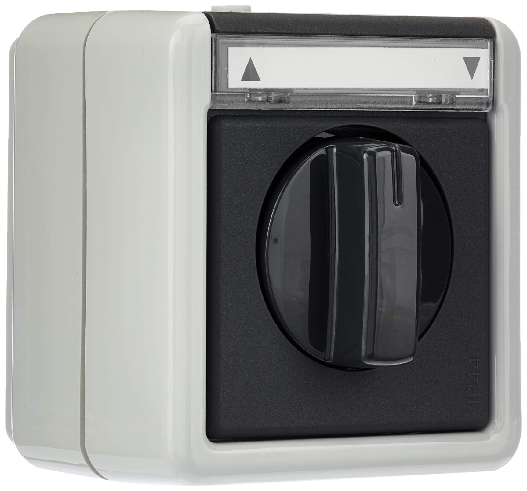 Gira 015430 Shutter Switch, Single Pole, with Label, Water-Resistant Surface, 10 A, 250 V, Grey