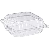 Dart C90PST1 ClearSeal Plastic Hinged Containers, Clear, 8.2 x 8.3 x 3 Inches, Case of 250