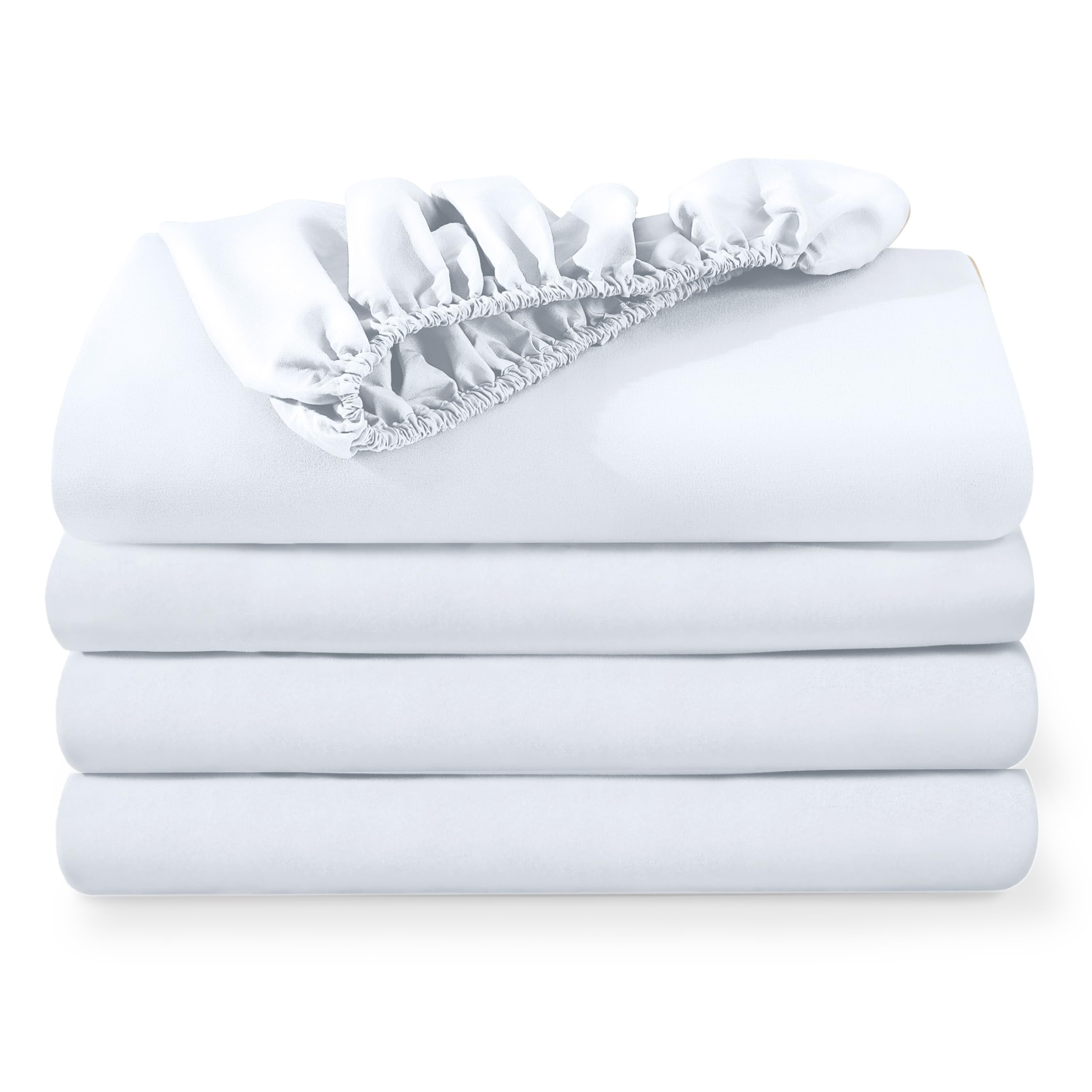 Bare Home 4-Pack Fitted Bottom Sheets for Hospital Bed Size - Premium 1800 Ultra-Soft Wrinkle Resistant Microfiber - Deep Pocket (Hospital, White) Image Bare Home 4-Pack Fitted Bottom Sheets for Hospital Bed Size - Premium 1800 Ultra-Soft Wrinkle Resistant Microfiber - Deep Pocket (Hospital, White) Image