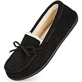 HomeTop Women's Moccasins House Slippers Memory Foam Indoor Outdoor Ladies Shoes