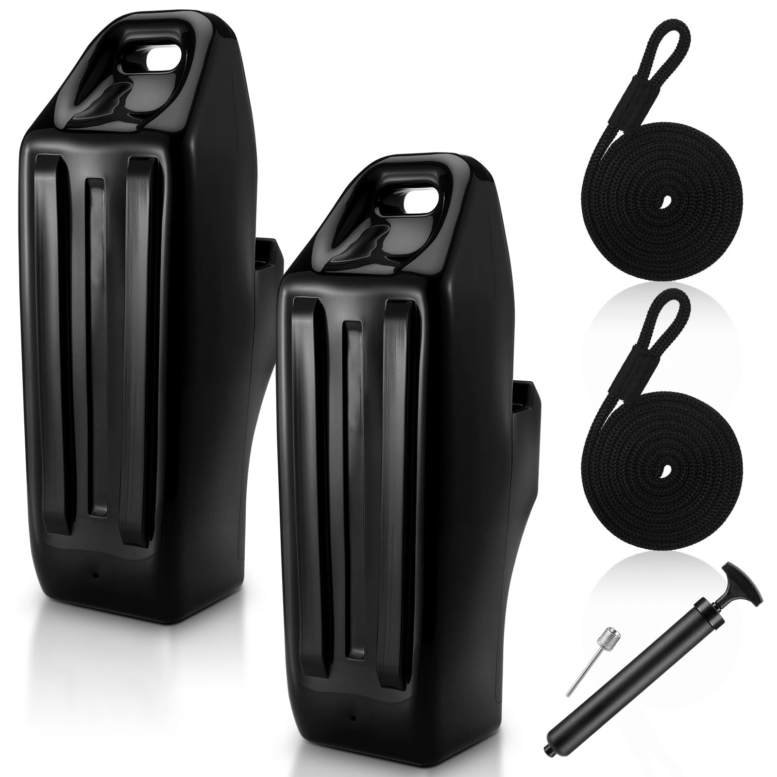 Photo 1 of Datanly 2 Pcs Pontoon Boat Fenders Inflatable Boat Bumper for Docking with 2 Ropes Dock Bumper with Locking Recessed Groove and Grip Handle Easy to Install Pontoon Accessories