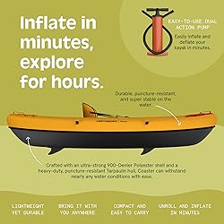Retrospec Coaster 1 Person Inflatable Kayak, 220lb