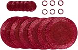 Penguin Home Handcrafted Glass Beaded Placemats Coasters Napkin Rings Set 18 Red view 2