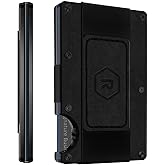 Ridge Wallet for Men - Slim Minimalist Compact Wallet with RFID Protected Lining, Leather Front Pocket Wallets for Men with Cash Strap (Midnight Black)