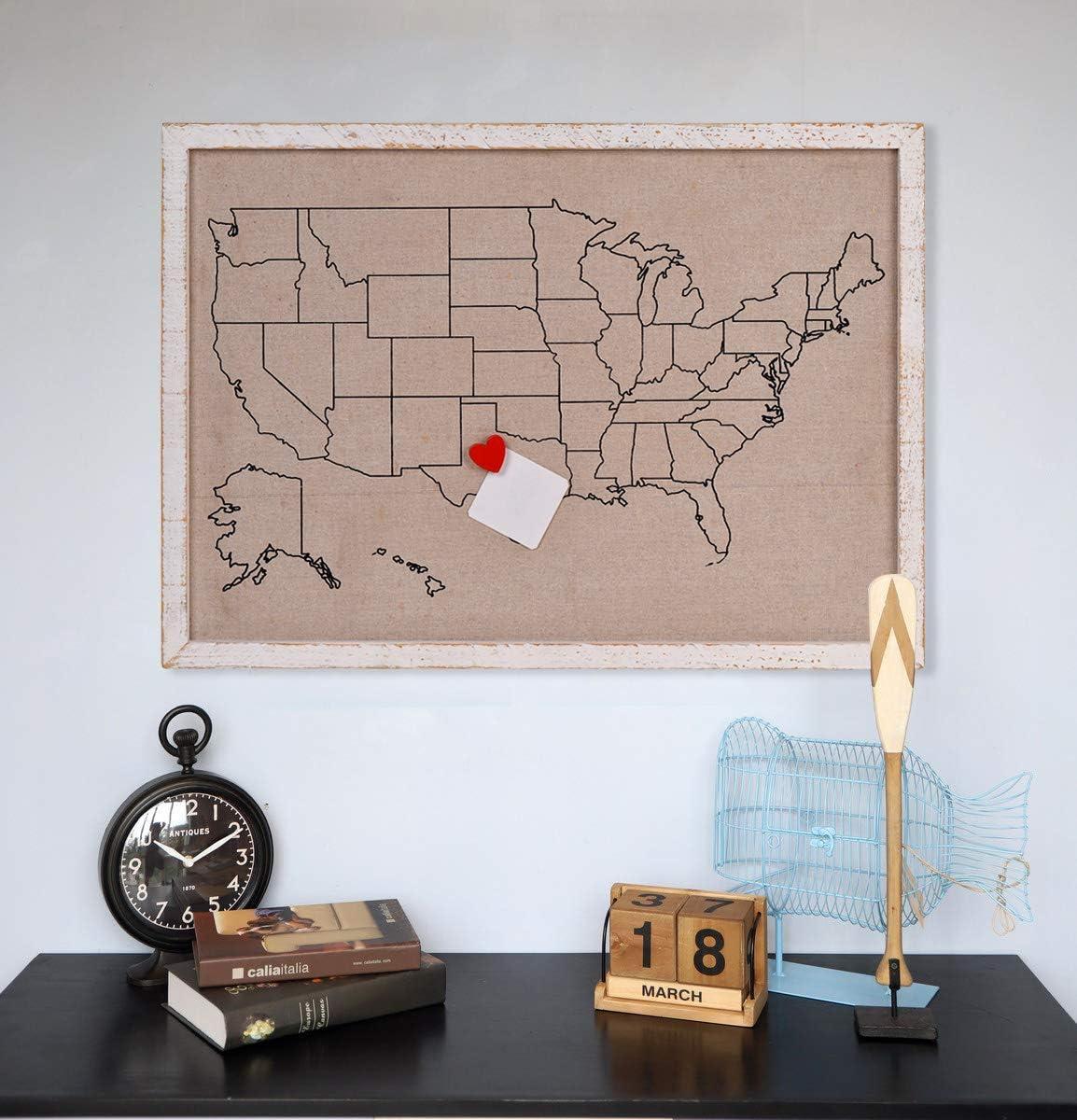 NIKKY HOME Magnetic Travel Map of USA Photo Board Message Signs - 28" x 20": Home & Kitchen
