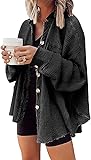 chouyatou Women's Loose Fit Batwing Sleeve Waffle