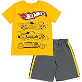 Hot Wheels T-Shirt and Mesh Shorts Outfit Set Toddler to Big Kid Sizes (2T - 18-20)