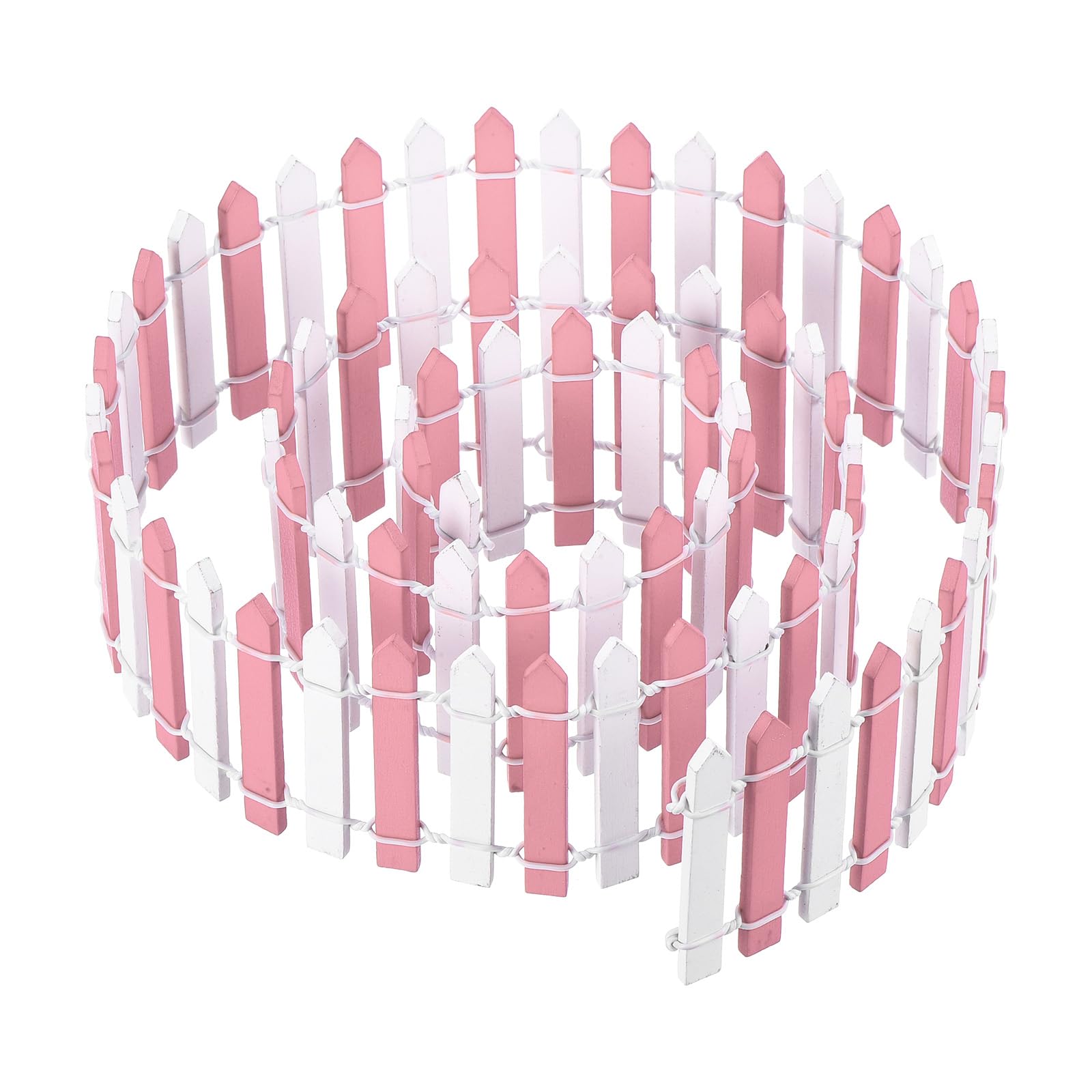 PATIKIL 35" L x 2" H Miniature Fairy Garden Fence, Mini Ornament Wood Picket Fence for DIY Dollhouse Garden, Pink White