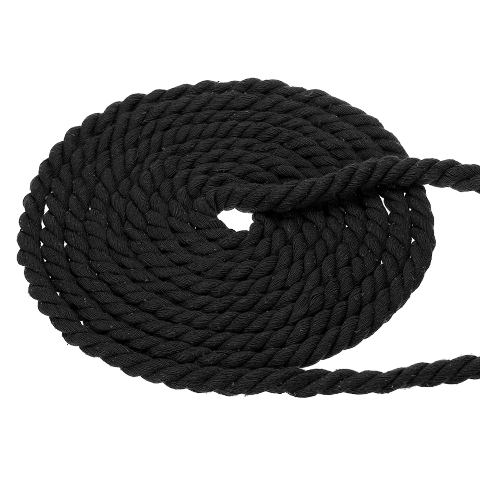 PATIKIL 1/2 Inch x 100 Feet Natural Twisted Cotton Rope 3 Strand Strong Thick Cotton Rope Tug of War Rope for Railings Crafts Home Decor, Black
