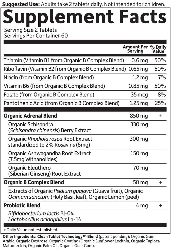 Garden of Life mykind Organics Adrenal Daily Balance 120 Tablets-Healthy Stress Response-Adaptogenic Herbs Ashwagandha, Holy Basil, B-Complex, Probiotics, Organic Non-GMO Vegan Gluten Free Supplement: Health & Personal Care