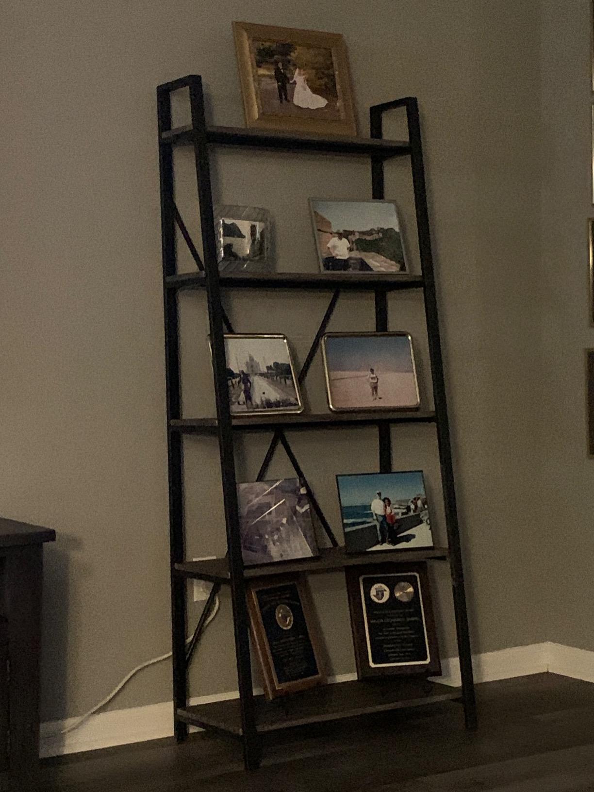 24/mo Finance BON AUGURE Industrial Ladder Shelf, Rustic 5 Tier