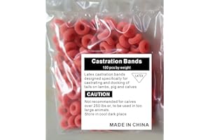 VET.PLUS Latex Castration Rings for Lambs and Calves Orange 100 Count Package
