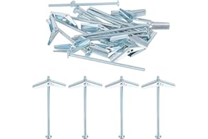 uxcell 50Pcs Spring Toggle Bolt Anchors, 1/8"x3" Butterfly Anchors Male Thread Spring Loaded Hollow Wall Round Head Toggle Bo