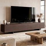AIEGLE 95.1" W TV Stand with 4 Flip-Down Drawers, Modern Entertainment Center with Storage, Media Console Table TV Cabinet, Dark Brown