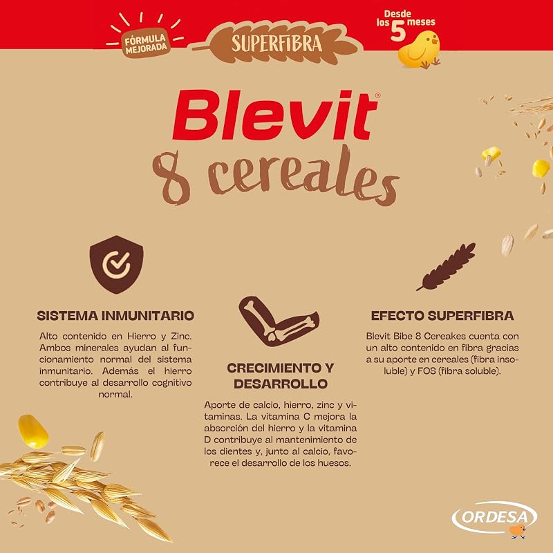 Superfibra 8 Cereais | 500g | Papas para bebés a partir dos 5 meses com vitaminas, minerais e fibra — foto 7 de 8