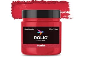 Rolio Premium Mica Powder - Scarlet (50G / 1.76oz) - 1 Jar of Red Pigment Powder for Epoxy Resin, Dye, Soap Making, Nail Polish, Paint, Candle Making, Bath Bombs, Slime