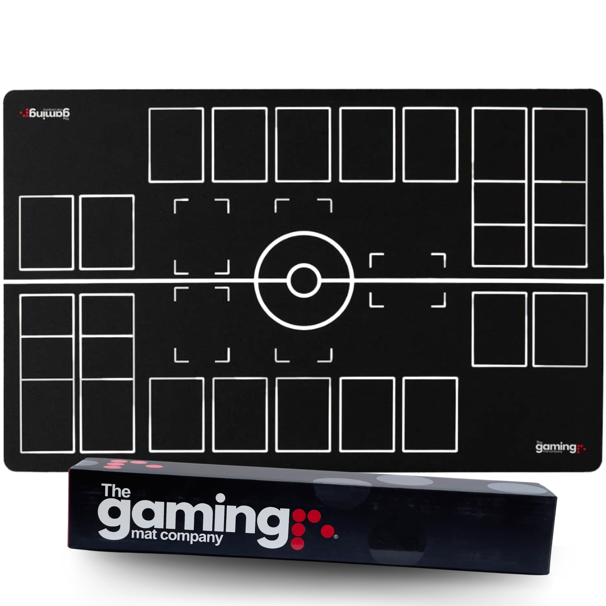 The Gaming Mat Company 2 Player Pokemon TCG Playmat - Black & White Battle Mat Stadium Board - 28" x 18" x 0.16" - For Pokemon Trading Card Game