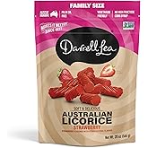 Darrell Lea Family Size Soft Australian Licorice, Non-GMO, No Palm Oil, Vegetarian Friendly, No High Fructose Corn Syrup, Soft &amp; Chewy Licorice Candy, Made in Australia (Strawberry, 20 Ounce)