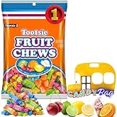 Tootsie Fruit Chews Rolls Candy, Extra Value Size 7oz | Gluten Free | Assorted Flavors | Chewy, Soft, Sweet &amp; Savory Candies | Holiday Stockings | Think Candy Resealable Bag