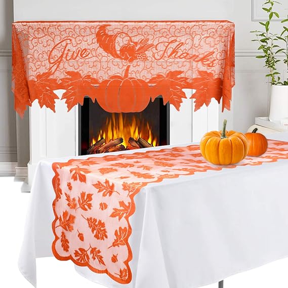 Thanksgiving Decorations Fireplace Scarf Orange Runner