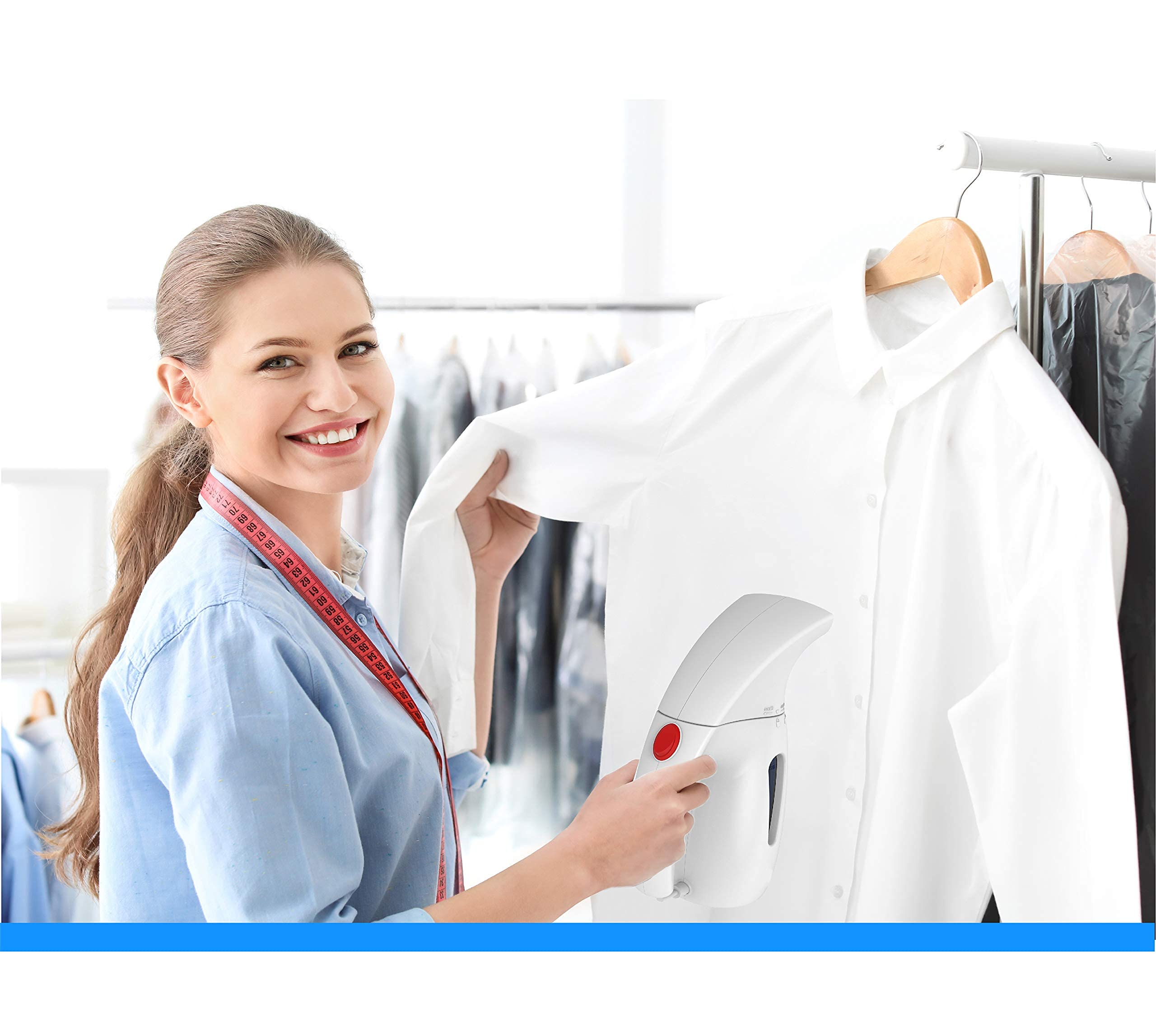 Brookline 800W Steamer for Clothes - Powerful Wrinkle Remover with 180ml High Capacity (White)