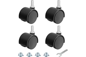 ANDUTEES 1.5 Inch Furniture Stem Casters Set of 4, Threaded Stem Diameter 5/16" Plastic Caster Wheels, Black Swivel Small Castors with T-Nuts, for Table, Cabinet, Storage Rack