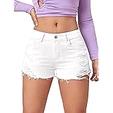 Verdusa Womens Shorts Jeans Y2k Outfits Summer Vintage Low Rise Ripped Distressed Skinny Mini Denim Shorts