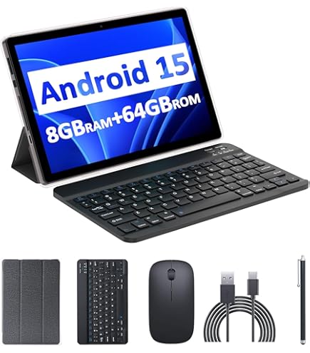 Android 15 Tablet 10 Inch, 12GB RAM+64GB ROM+1TB Expandable