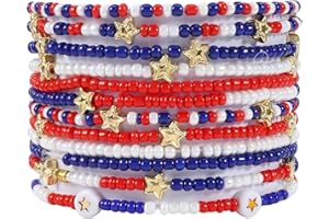 Ardorchid USA Flag Bracelets Valentine's Day Heishi Bracelets St. Patrick's Mardi Gras Beaded Bracelets Easter Rainbow Juneteenth Rasta Bracelets