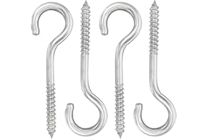 YAIRMIS 5 inch 4-Pack 304 Stainless Steel Heavy-Duty Screw Eye Hook Eye Bolts, Suitable for Rowing Racks, Hammock, Awning, Hanging Chair, Swing Chair, Fixed Cable, Chain，Hanging Basket (4-Pack)