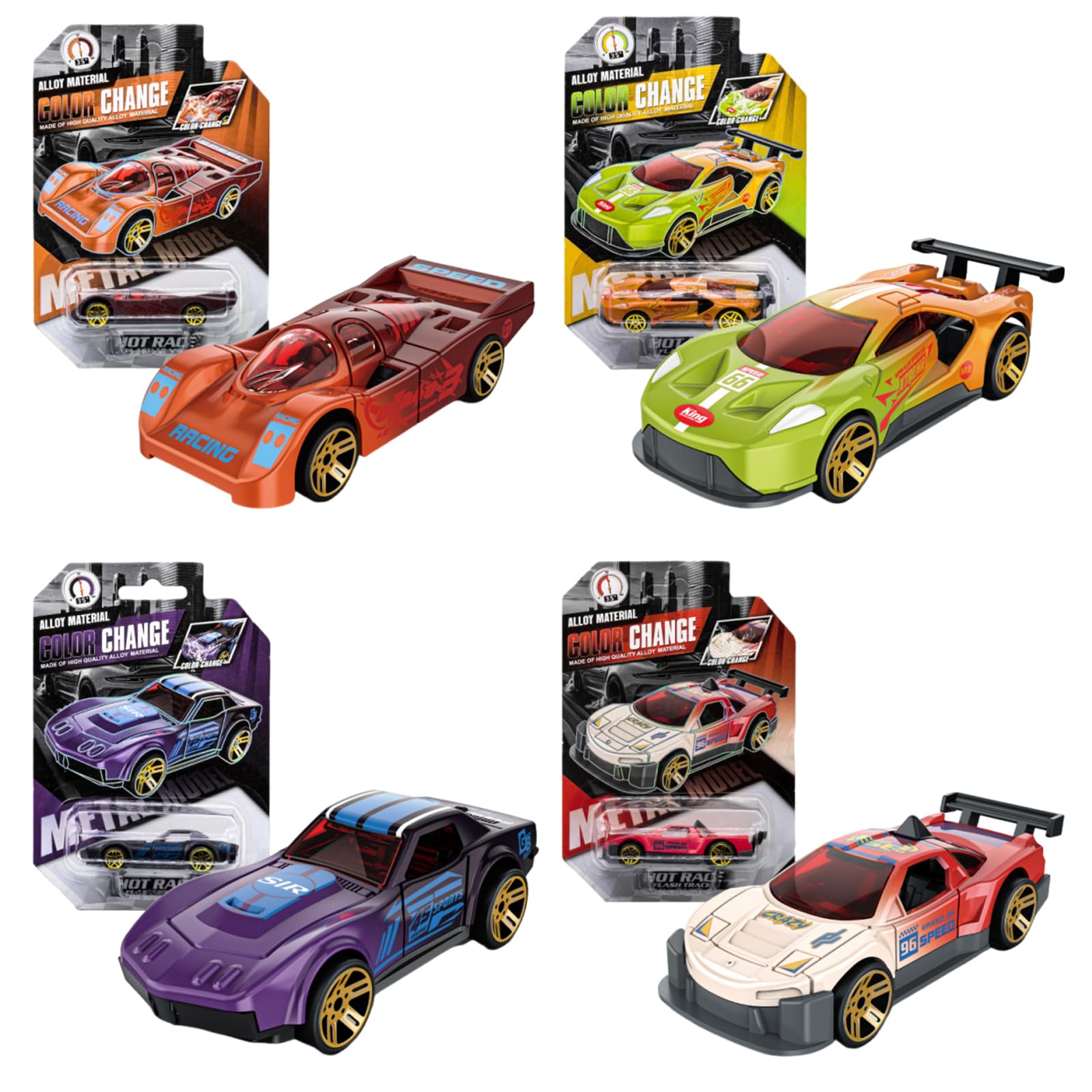 DiiWmme 4 Pack Color Changing Cars, Water Activated Toys, Alloy Car Toys That Transform in Warm and Cold Water, Perfect for Bath Time, Sensory Play, and as Boys Birthday or Easter Gifts (A, 4 Pack) — image 1