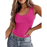 Zeagoo Women's Double Lined Square Neck Tank Top Sleeveless Basic Crop Tops Trendy Going Out Tops