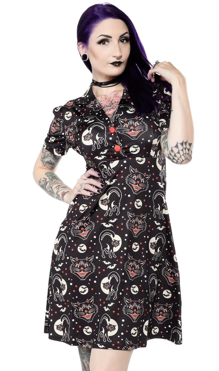 Retro Halloween Themed Clothing Skulls, Bats, Spiders, Cats