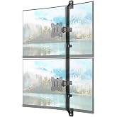 PUTORSEN Dual Monitor Wall Mount for 17-32 inch,Holds 19.8 lbs per Monitor | Vertical Stacked Monitor Wall Mount,32 Inch Extra Long Pole for Wide Height Adjustment,VESA 75x75/100x100mm,Black