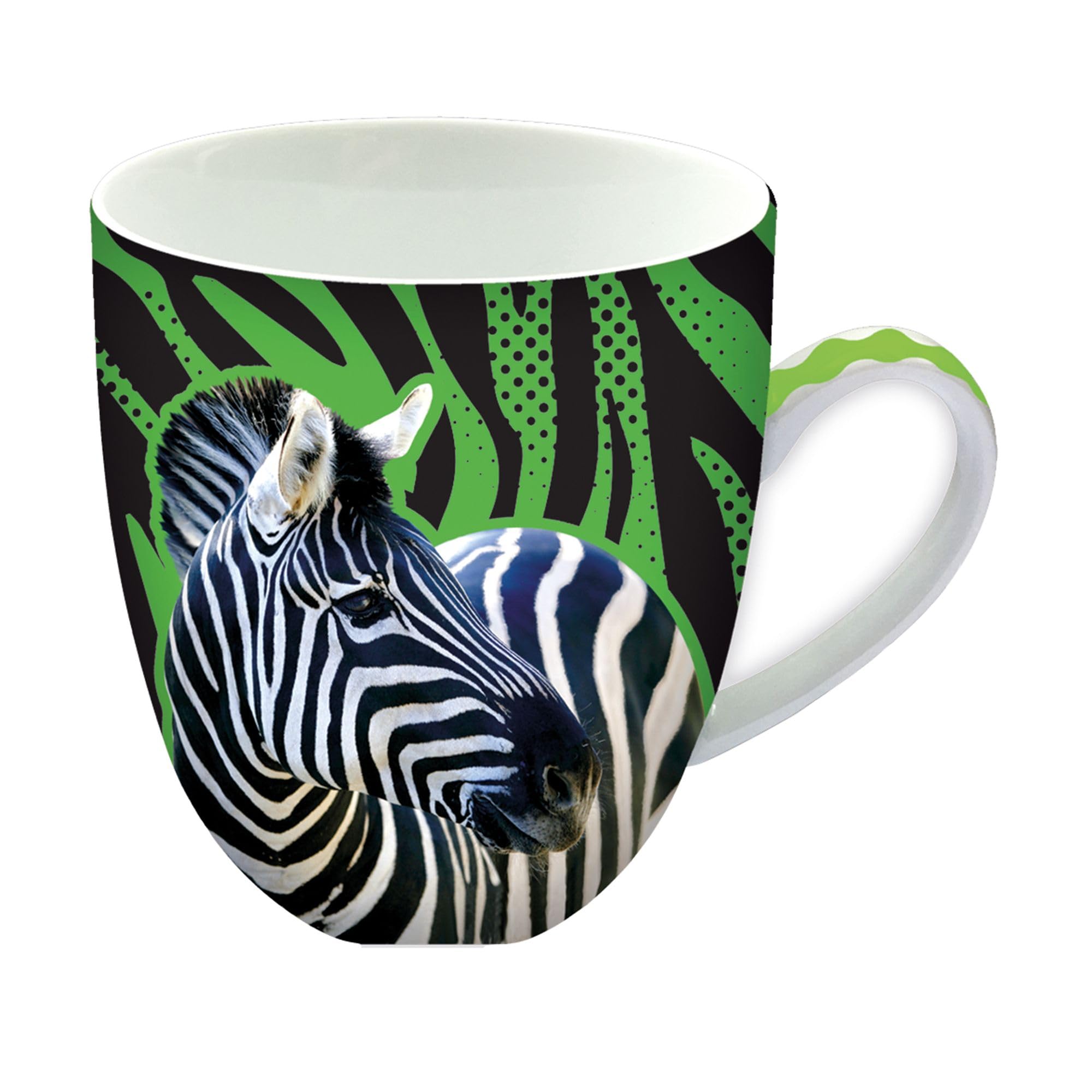 Animug Zebra Mug from Deluxebase. 450ml Large Ceramic Coffee Cup with Handle and Cute Animal Print, Novelty Mug for Gifts and Kitchen Decor, Dishwasher Safe Mugs for Coffee or Tea.