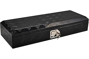 FGJQEFG 34.5 Inch Aluminum Truck Bed Tool Box Truck Car Outdoor Trailer Pickup Underbody Toolbox,RV Storage OrganizerTrailer Storage W/Lock&Keys,5 Bar Tread,Black(34.5"X13"X6.5")