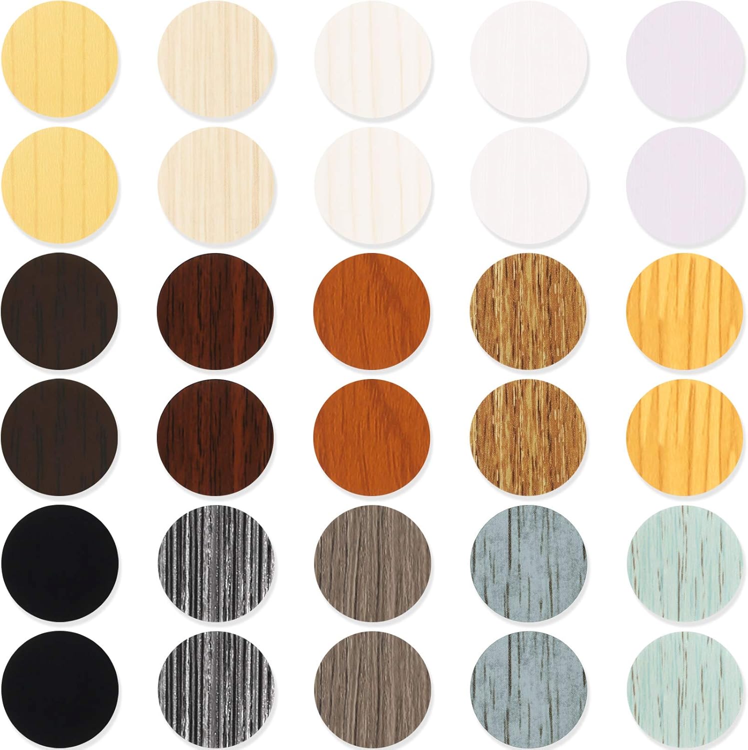 Spiareal 810 Pieces Screw Hole Covers Stickers 15 Sheets PVC Cover Caps Adhesive Screw Hole Sticker 15 Colors Wood Textured Waterproof Plastic Cover for Wall Furniture Cabinets Desk Screws Cam Lock