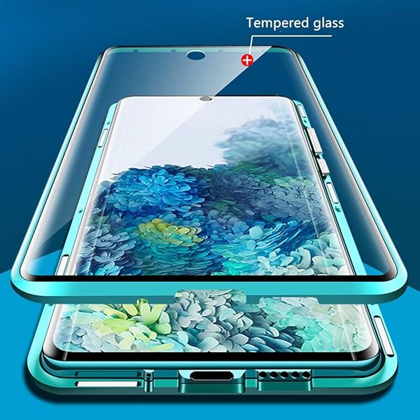 HONGGE Funda magntica de adsorcin para P Smart 2020 2021 360 PROTECCIN CUERPA Cuenta Cubierta DE Cristal TEMPEMENTE DE DOZILIDAD Color Silver Material P Smart 21