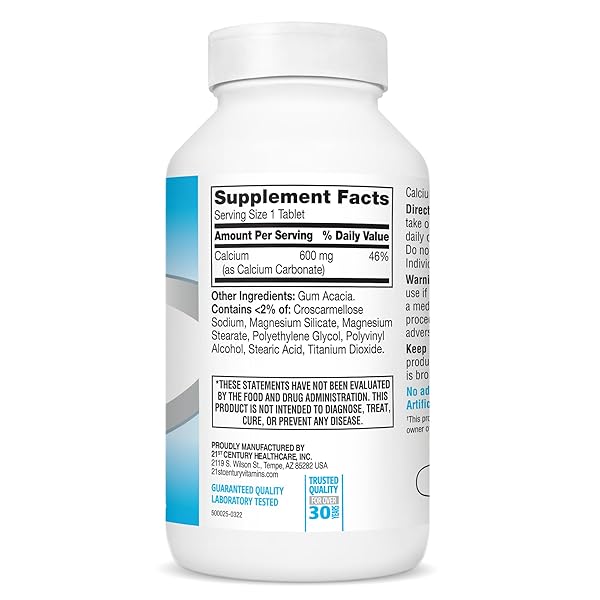 21ST CENTURY CALCIUM SUPPLEMENT, 600 MG, 400 COUNT