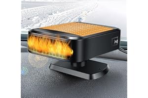 QEPJO Portable Car Heater & Defroster – 12V Heater for Car,2 in 1 Heating/Cooling Fan,with 360° Rotatable Base Car Heaters for Vehicle, Car, Truck, SUV & RV