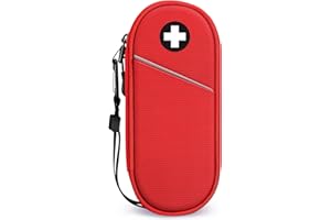 SITHON EpiPen Medical Carrying Case Insulated, Travel Medication Organizer Bag Emergency Medical Pouch Holds 2 EpiPens, Asthma Inhaler, Anti-Histamine, Auvi-Q, Allergy Medicine Essentials, Red