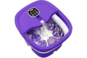 HOSPAN Collapsible Foot Spa Electric Rotary Massage, Foot Bath with Heat, Bubble, Remote, and 24 Motorized Shiatsu Massage Balls. Pedicure Foot Spa for Feet Stress Relief