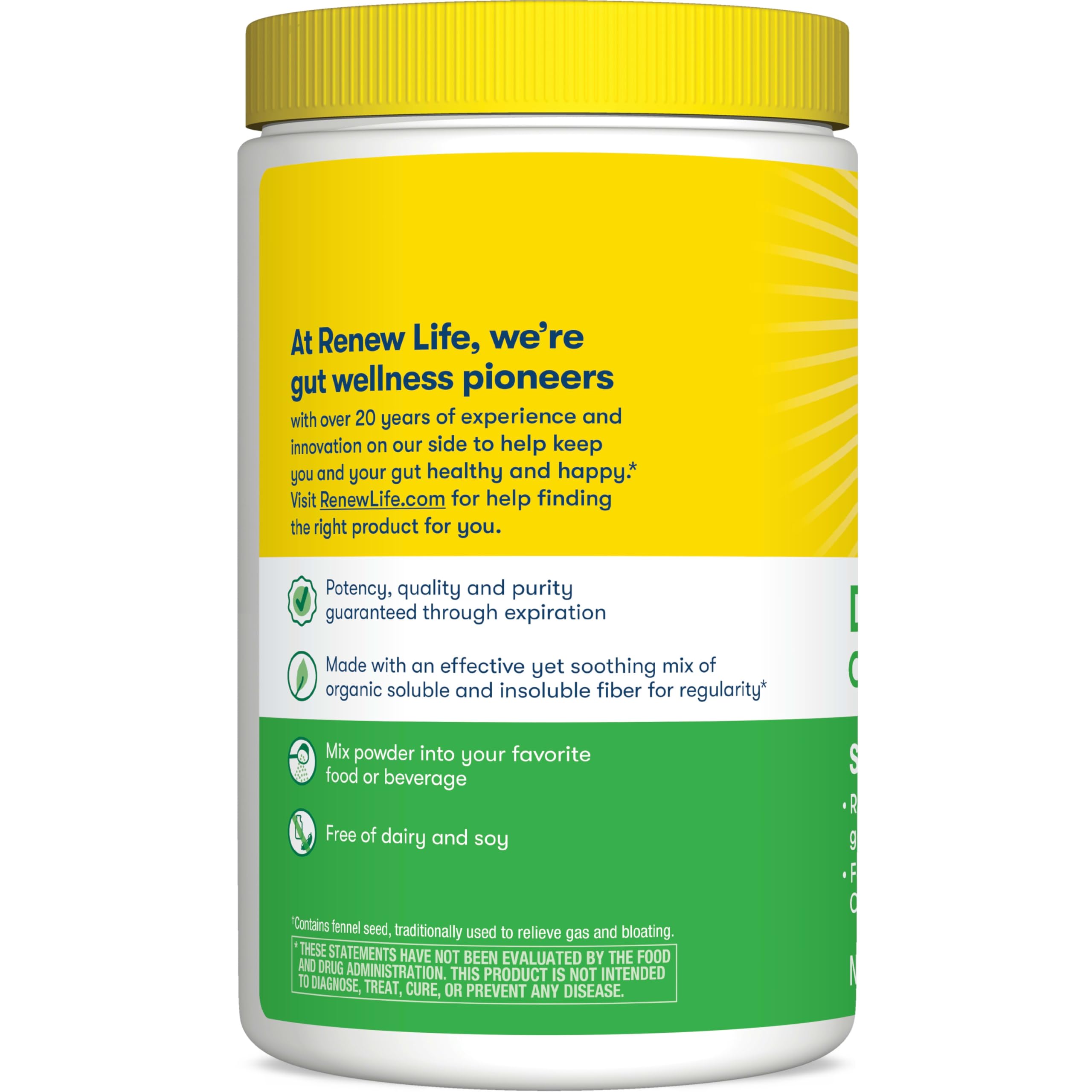 Renew Life Daily Digestive Organic Prebiotic Fiber Powder, Daily Supplement Supports Digestive and Immune Health, Soluble and Insoluble Fiber, Dairy and Soy Free, 8.5 oz.